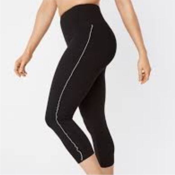 Ruby Ribbon Pants - Ruby Ribbon RR LARGE Black White Trim Tuxedo Capri Leggings Celestial Collection